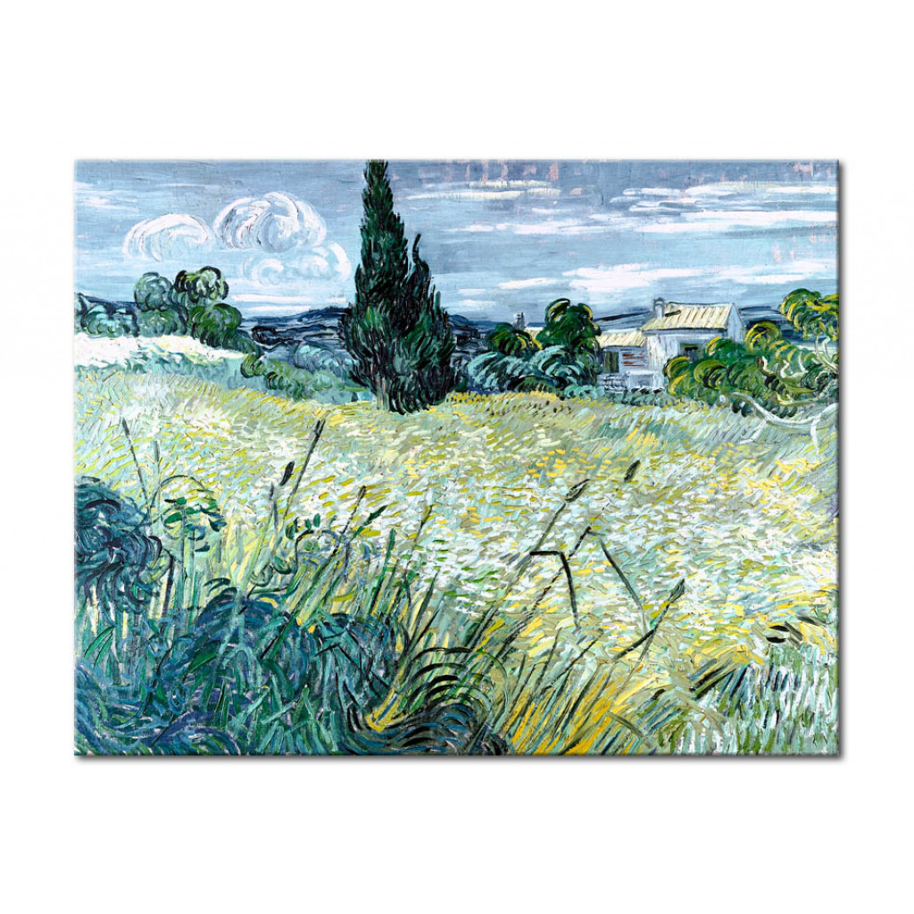 Schilderij  Vincent Van Gogh: Green Wheatfield With Cypresse
