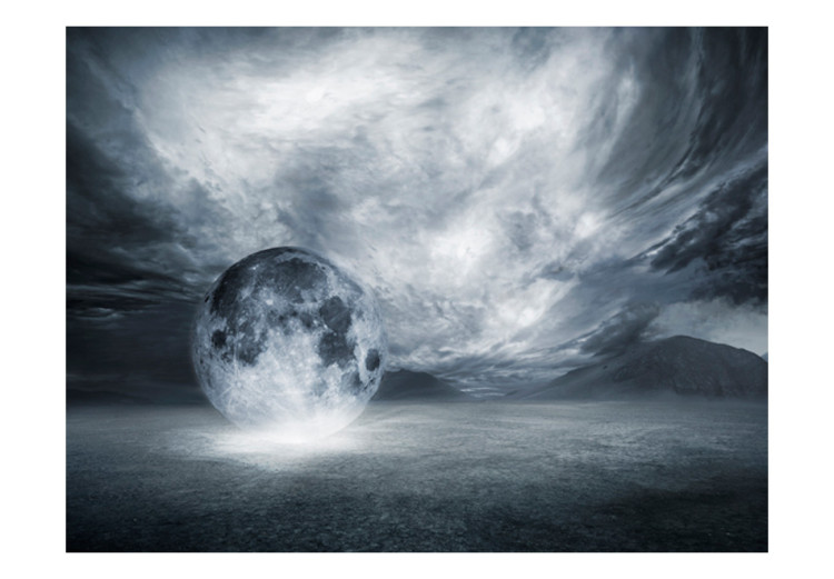 Fototapeta Zaginiony świat - pejzaż kosmosu z samotnym księżycem z chmurami 59741 additionalImage 1