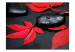 Carta da parati moderna Intensità dei colori - foglie rosse e pietre nere in gocce 59841 additionalThumb 1