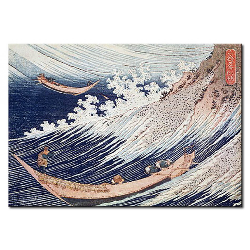 Schilderij  Hokusai Katsushika: Two Small Fishing Boats On The Sea