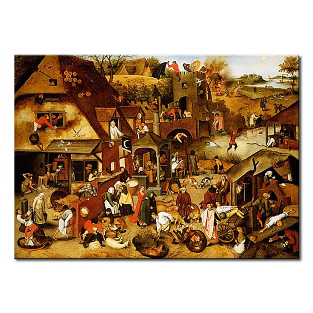 Schilderij  Pieter Brueghel The Younger: The Flemish Proverbs