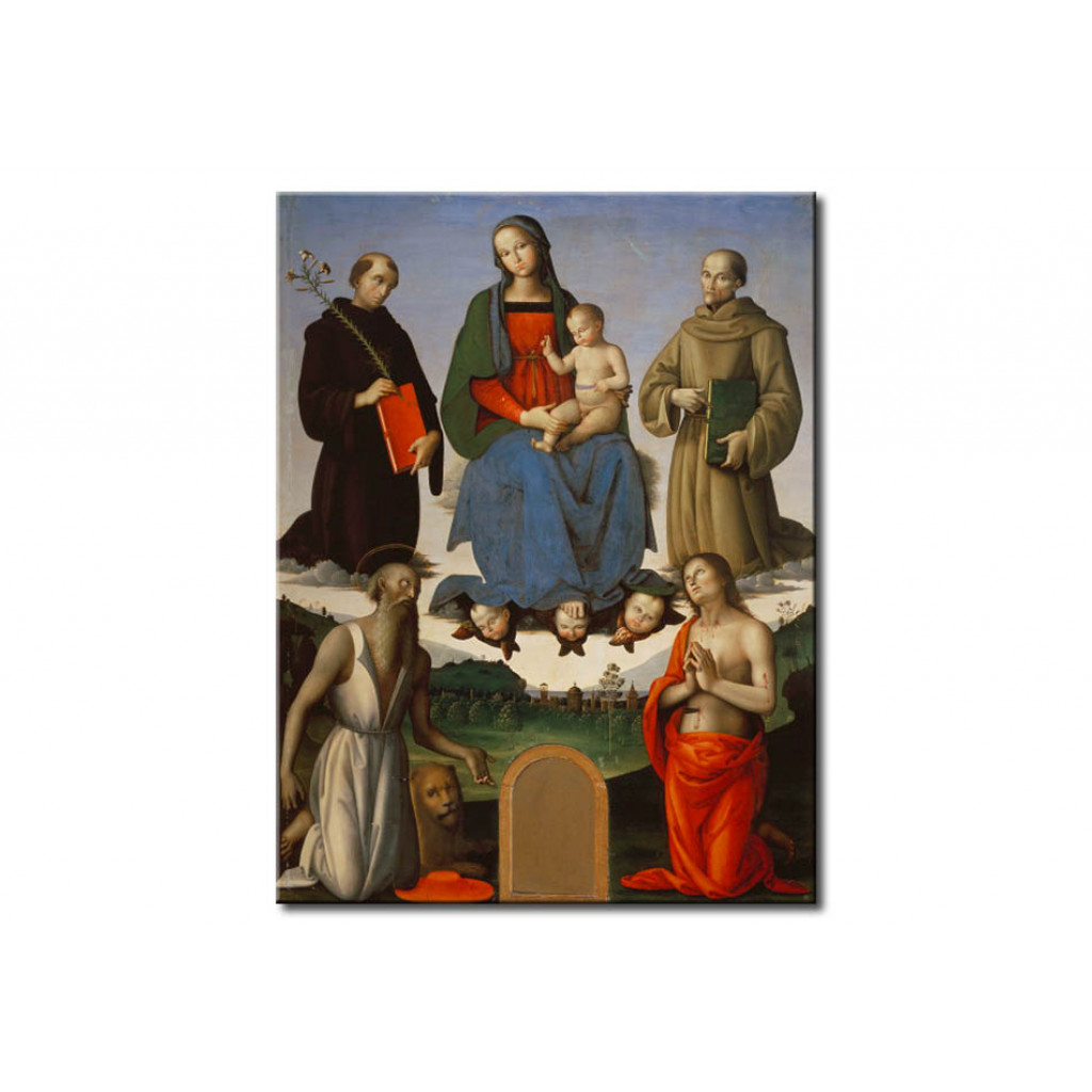 Schilderij  Pietro Perugino: Mary With The Child And Saints