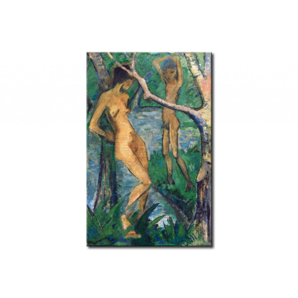 Schilderij  Otto Mueller: Girl And Boy At The Forest Pond