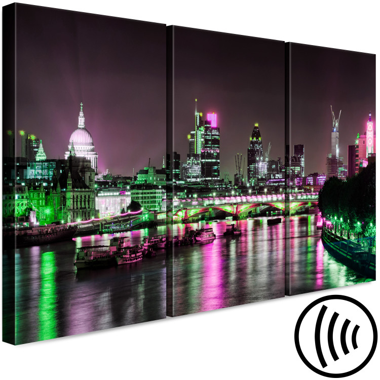 Canvas Night Thames - panorama of lit London with the cathedral and bridge 123651 additionalImage 6
