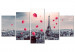 Obraz Paryski balonik (5-częściowy) szeroki czerwony 123951