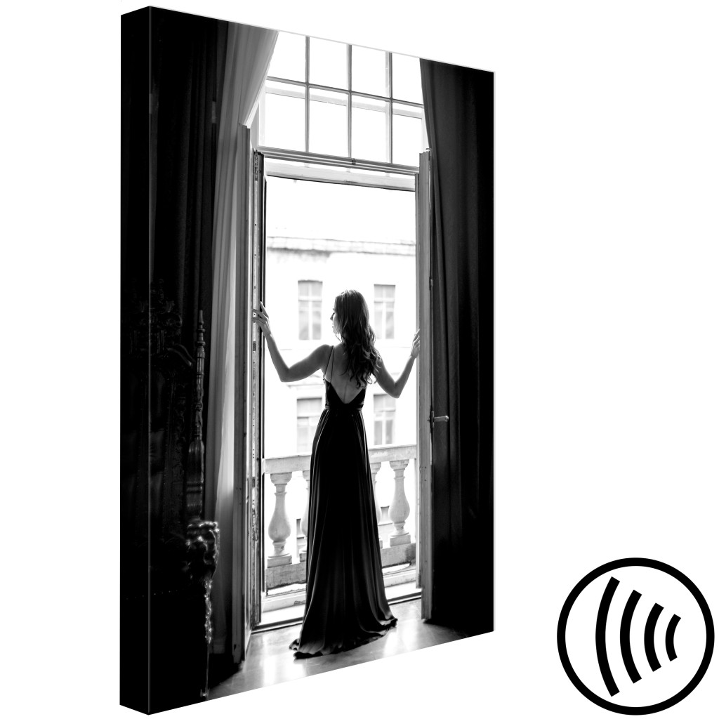 Obraz Kobieta W Oknie - Czarno-biała Fotografia Z Sylwetką Kobiety