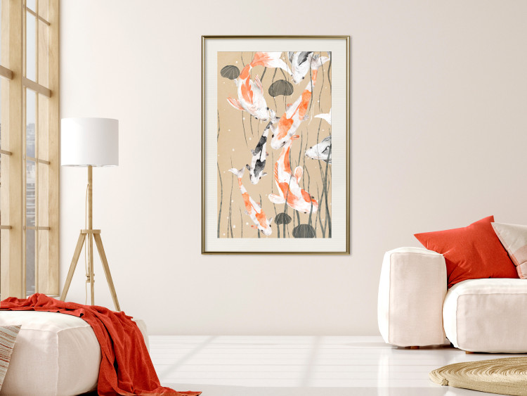 Plakat Karpie koi - pływające malowane japońskie karpie wśród wodorostów 145151 additionalImage 22
