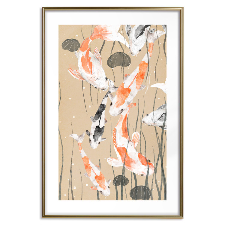 Plakat Karpie koi - pływające malowane japońskie karpie wśród wodorostów 145151 additionalImage 19