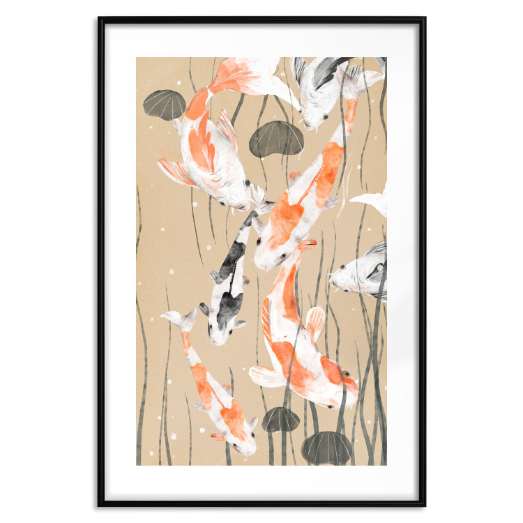 Plakat Karpie koi - pływające malowane japońskie karpie wśród wodorostów 145151 additionalImage 24