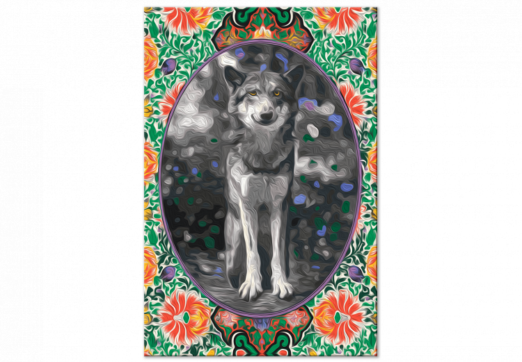Paint by number Gray Wolf - Portrait of a Wild Dog in the Forest against a Background of Flowers 146551 additionalImage 5