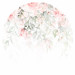 Papier peint rond Rose Waterfall - Pink Flowers and Green Leaves on a White Background 149151 additionalThumb 1
