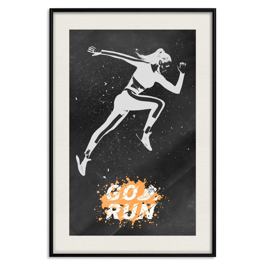Plakat: Biegaczka - Kobieta W Stroju Sportowym I Hasło Motywacyjne