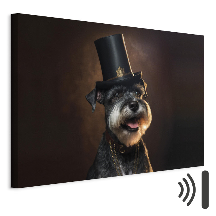 Canvas Art Print AI Dog Miniature Schnauzer - Portrait of a Cheerful Animal in a Top Hat - Horizontal 150151 additionalImage 8