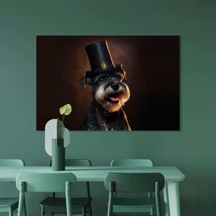 Canvas Art Print AI Dog Miniature Schnauzer - Portrait of a Cheerful Animal in a Top Hat - Horizontal 150151 additionalImage 11