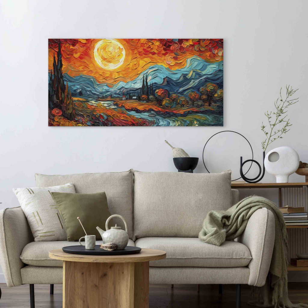 Obraz Pejzaż Wiejski - Górska Sceneria Inspirowana Twórczością Van Gogha