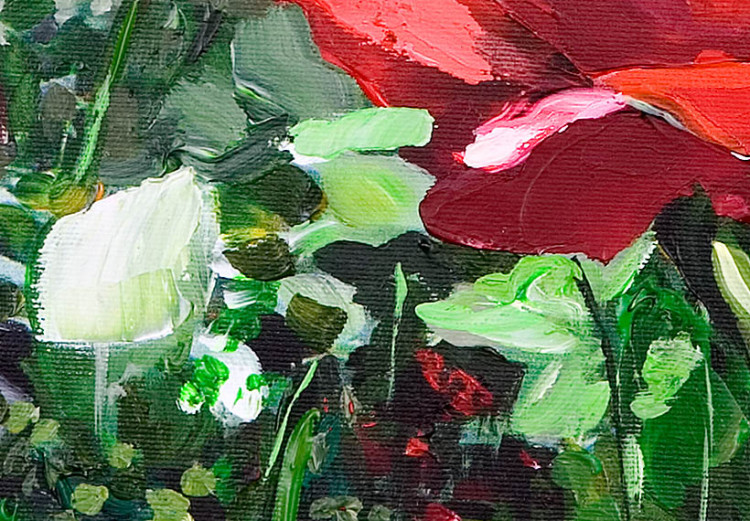 Cadre moderne Jardin de roses en été (1 pièce) - Motif floral avec des feuilles 46951 additionalImage 3