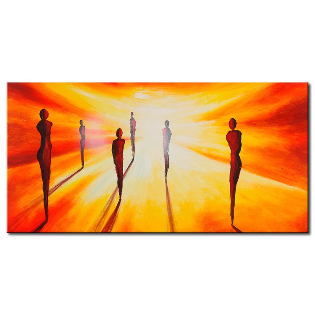 Schilderij  Karakters: Oranje Licht (1-delig) - Abstractie Met Menselijke Figuren