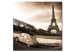 Tableau déco Tour Eiffel et voiture en sépia 50451