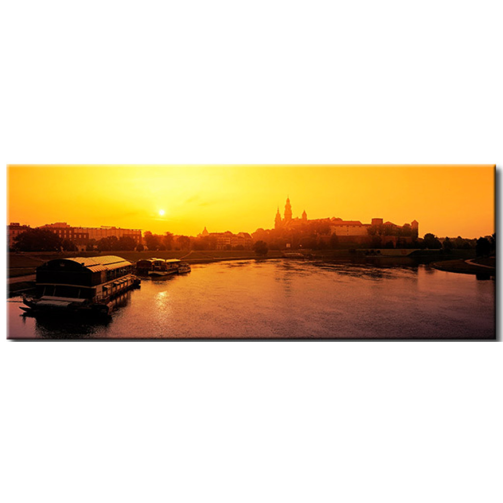 Schilderij  Krakow: Zonsondergang Door De Rivier De Vistula
