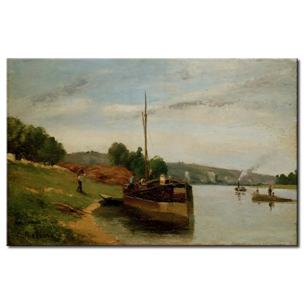 Schilderij  Camille Pissarro: Péniches Sur La Seine