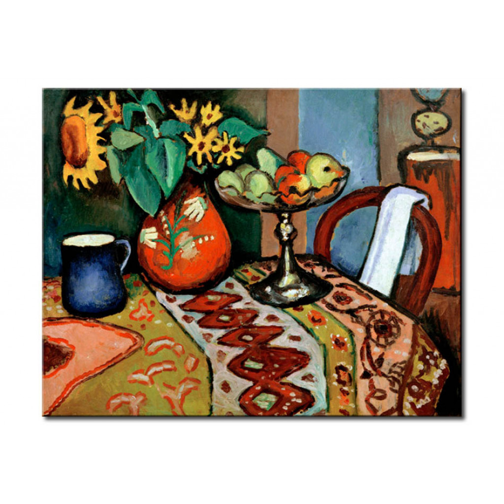 Schilderij  August Macke: Stilllife With Sunflowers I