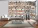 Photo Wallpaper Brick Puzzle - Background with Neutral Stone Pattern in the Form of Bricks 60951
