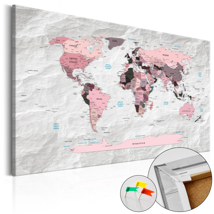 Tablica korkowa Różowe kontynenty [Mapa korkowa]