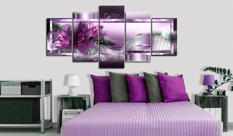 Tryck på akrylglas Purple Lilies [Glass] 93051 additionalImage 3