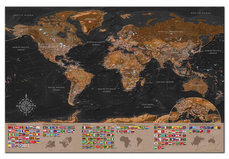 Ozdobna tablica korkowa Świat: Brązowa mapa [Mapa korkowa] 98051 additionalImage 2
