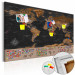 Ozdobna tablica korkowa Świat: Brązowa mapa [Mapa korkowa] 98051