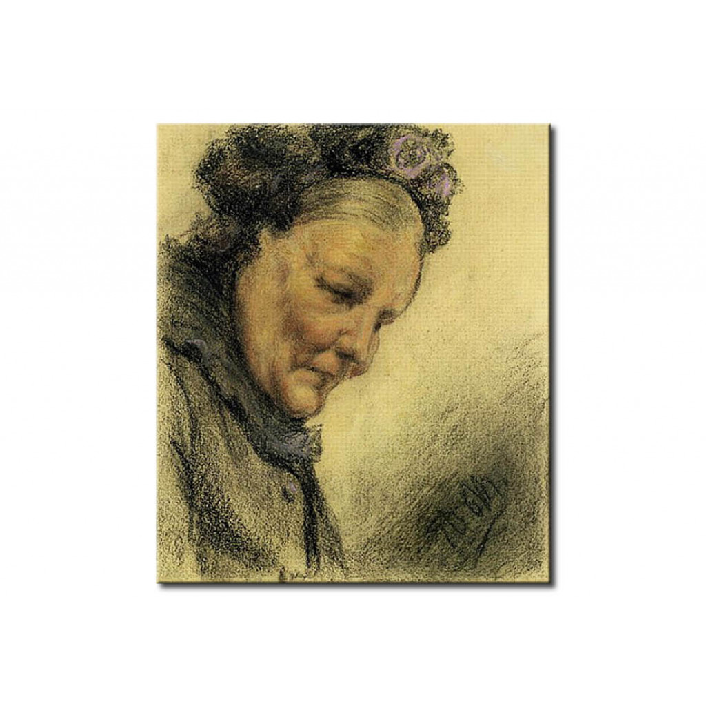 Schilderij  Adolph Von Menzel: Head Of An Old Lady