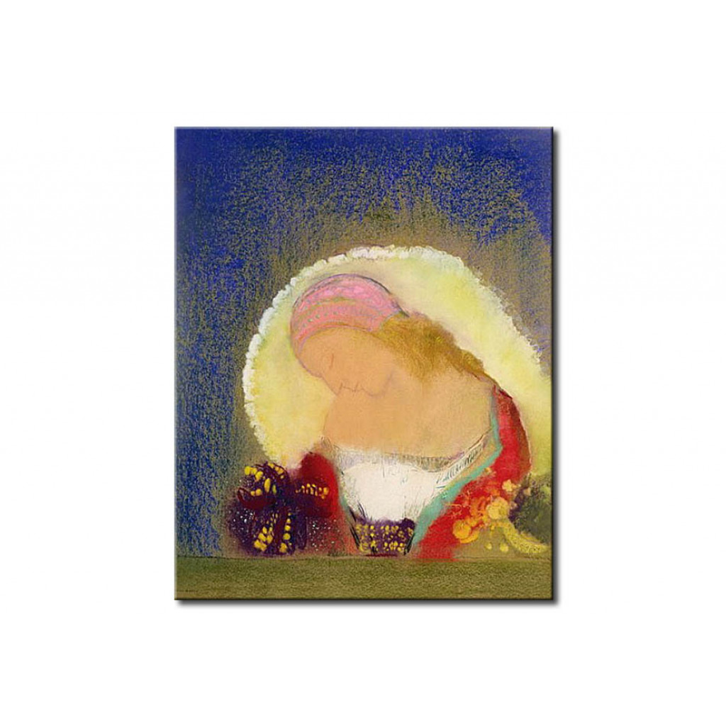 Schilderij  Odilon Redon: Profile Of A Girl With Flowers