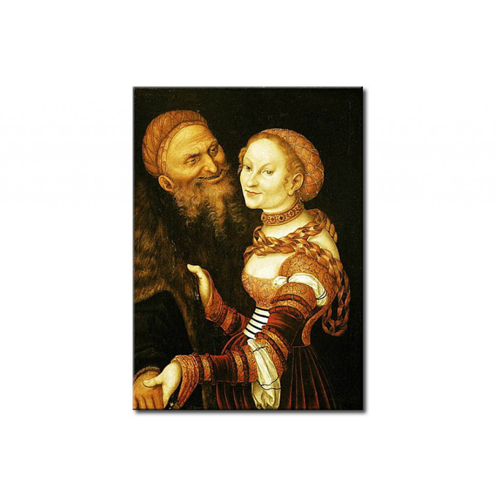 Schilderij  Lucas Cranach De Oudere: The Courtesan And The Old Man