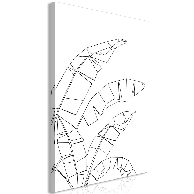Cuadro decorativo Contornos negros de hoja de plátano - blanco, abstracción minimalista 128061 additionalImage 2