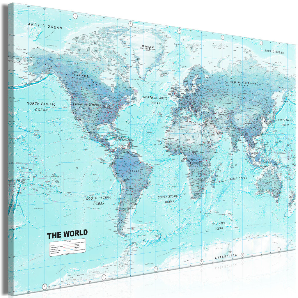 Duży Obraz XXL Mapa świata: Błękitny świat [Large Format]