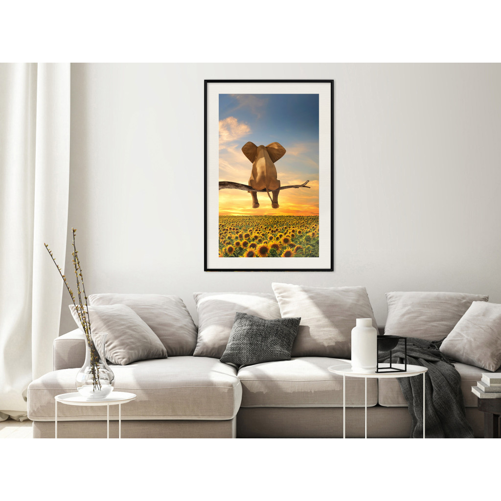 Muur Posters Elephant And Sunflowers [Poster]