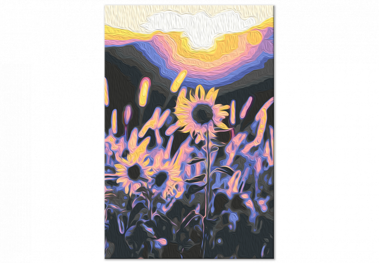 Obraz do malowania po numerach Blask - promienie słońca przenikające przez pole słoneczników 145161 additionalImage 4
