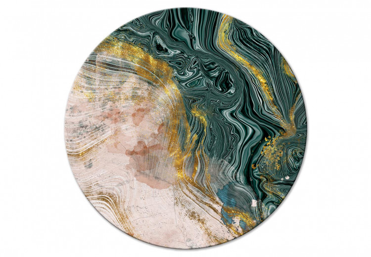 Tableau rond Golden Knots in Malachite - An Abstraction Imitating the Grain of the Wood 148761