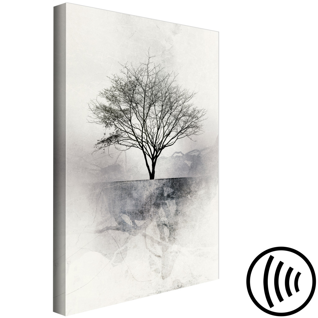 Obraz Pejzaż (1-częściowy) - Samotne Drzewo Na Jasnym Abstrakcyjnym Tle