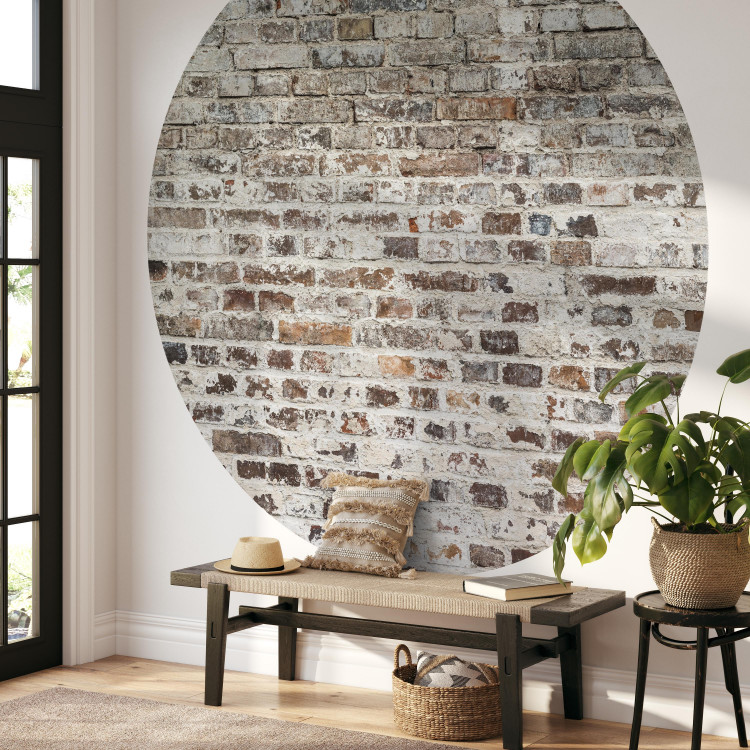 Papier peint rond Brick Wall - Old Wall in Shades of Gray and Brown 149161 additionalImage 3