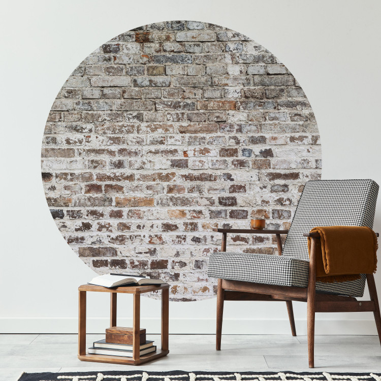 Papier peint rond Brick Wall - Old Wall in Shades of Gray and Brown 149161 additionalImage 2