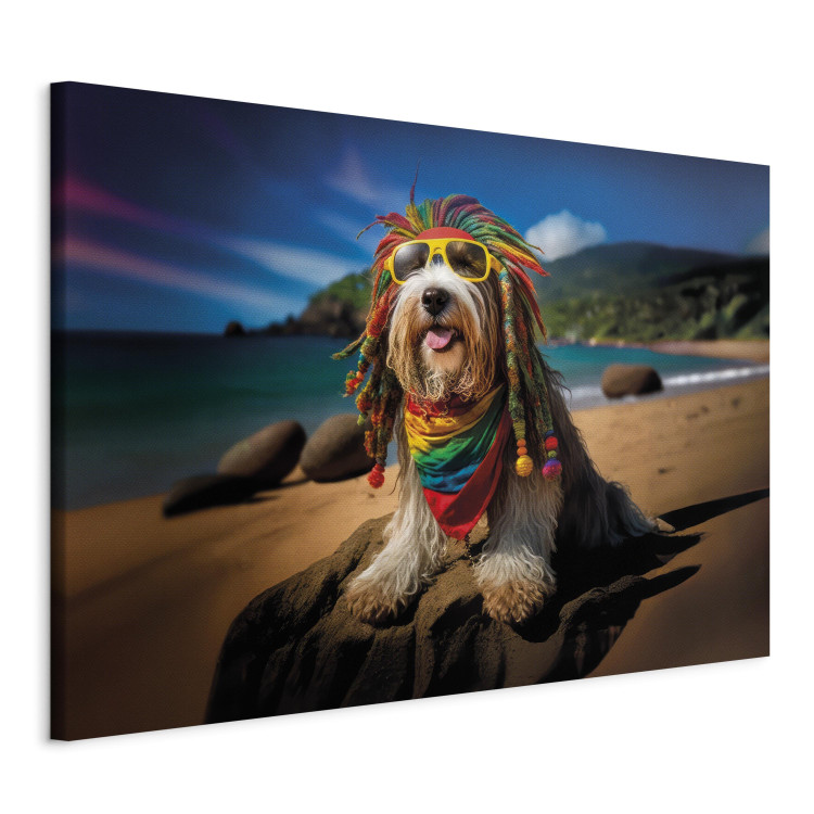 Canvastavla AI Bearded Collie Dog - Rasta Animal Chilling on Paradise Beach - Horizontal 150261 additionalImage 2