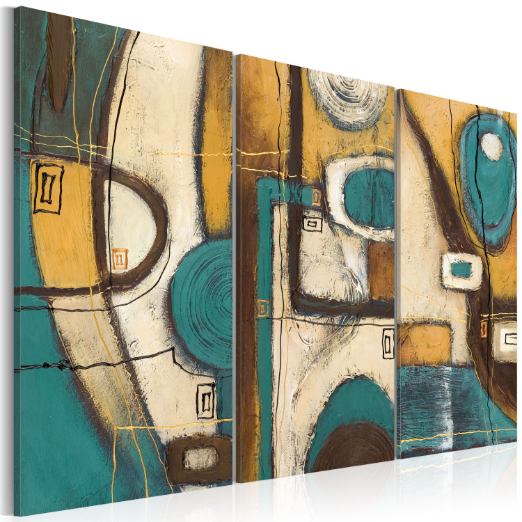 Canvas Print Turquoise and Gold Pattern (3-piece) - abstraction with figures 46561 additionalImage 2