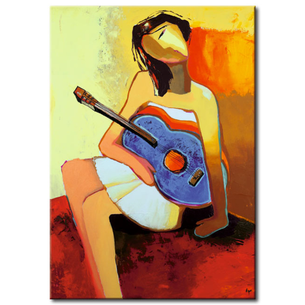 Pintura Em Tela Rapariga Com A Guitarra