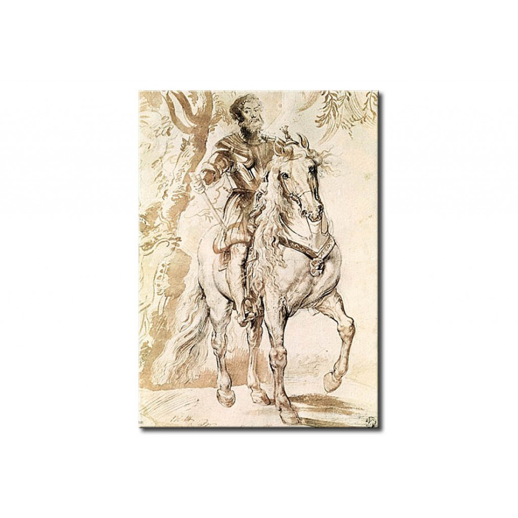 Schilderij  Peter Paul Rubens: Study For An Equestrian Portrait Of The Duke Of Lerma