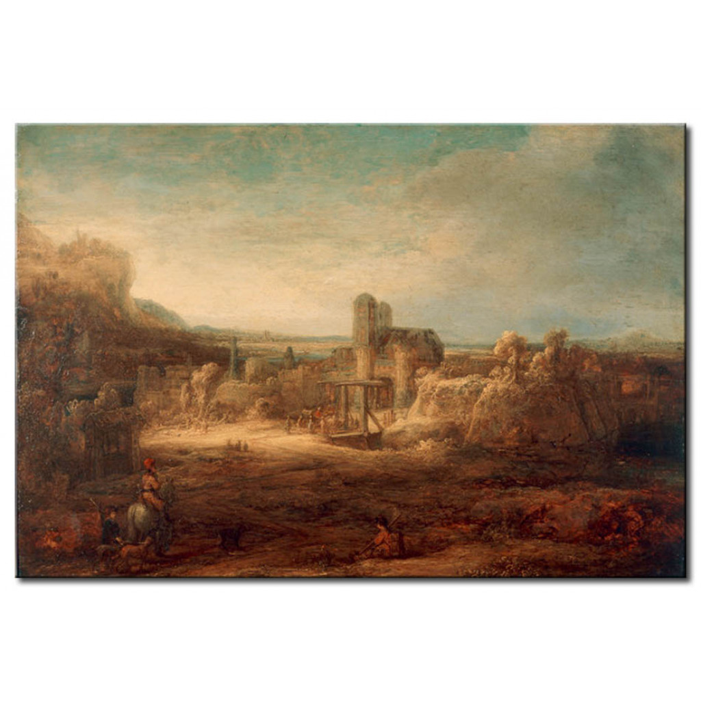 Schilderij  Rembrandt: Landscape With Drawbridge
