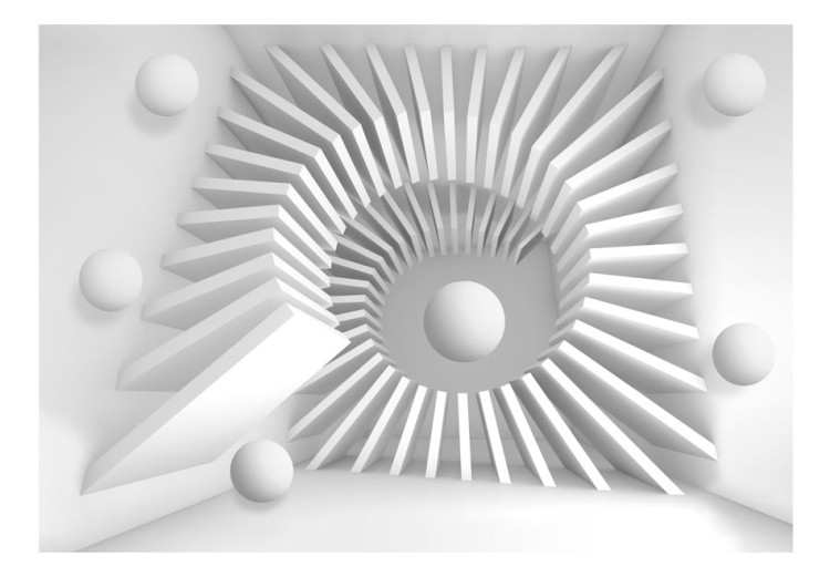 Wall Mural Space Abstraction - White Illusion of 3D Circle with Spheres 60161 additionalImage 1