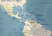Fototapeta Błękitno beżowa mapa świata retro 108271 additionalThumb 3
