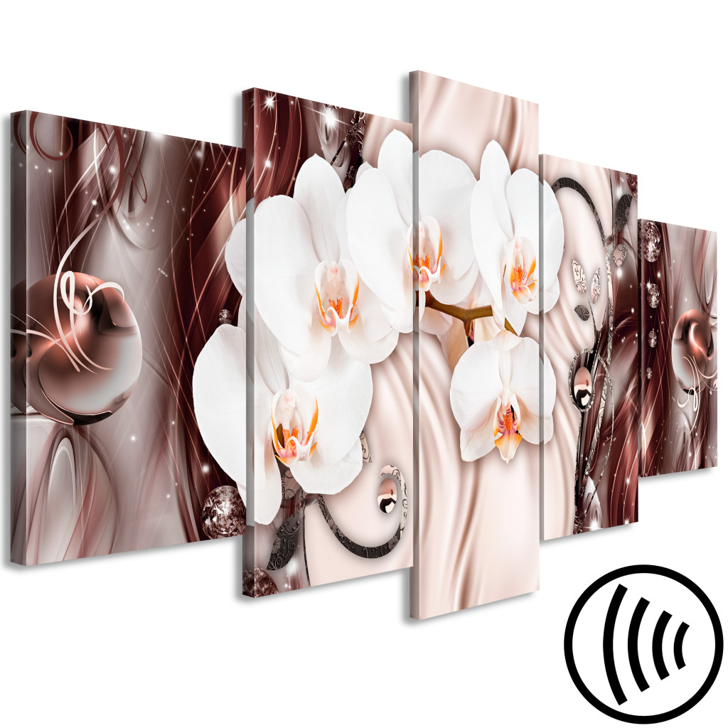 Schilderij  Abstract: Orchid Waterfall (5 Parts) Wide Pink