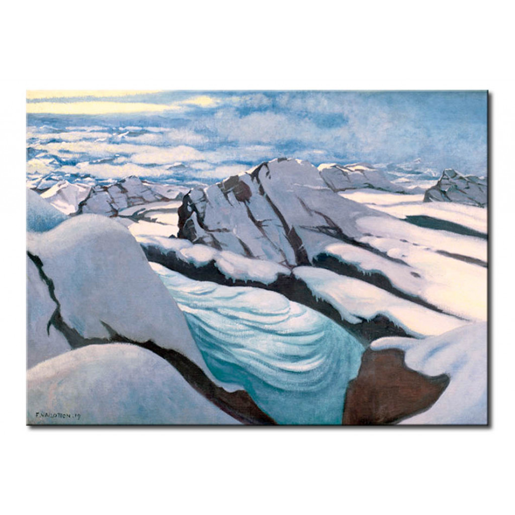 Målning Paysage Hautes Alpes, Glaciers Et Pics Neigeux